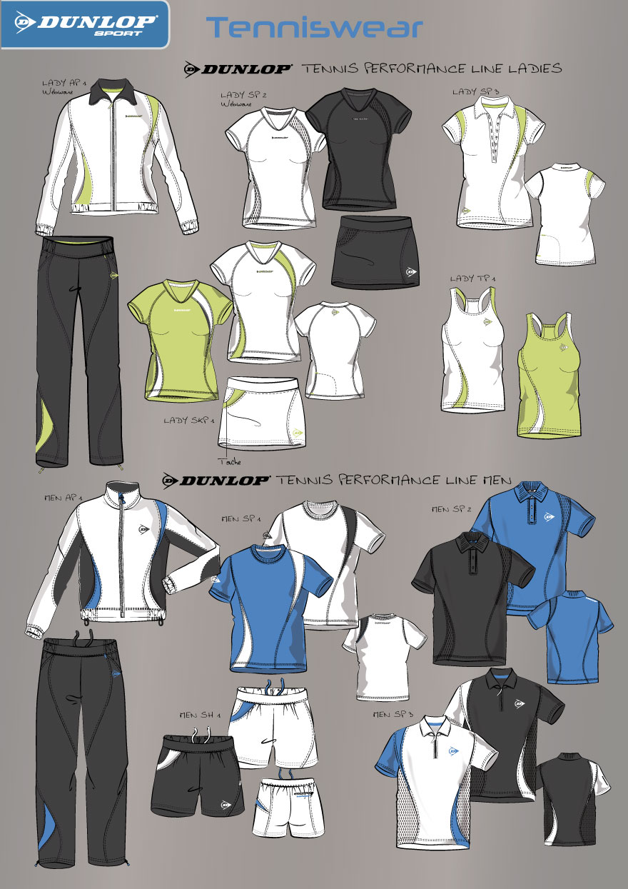 Tennis Wear Design für Dunlop, Men and Women